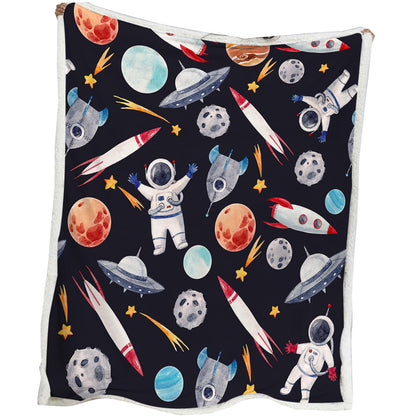 1 Pc Of High Weight Soft, Warm And Simple Space Astronaut Themed Lamb Wool Blanket, Versatile Sofa, Good Companion, Office Nap Blanket, Also Suitable For Camping
