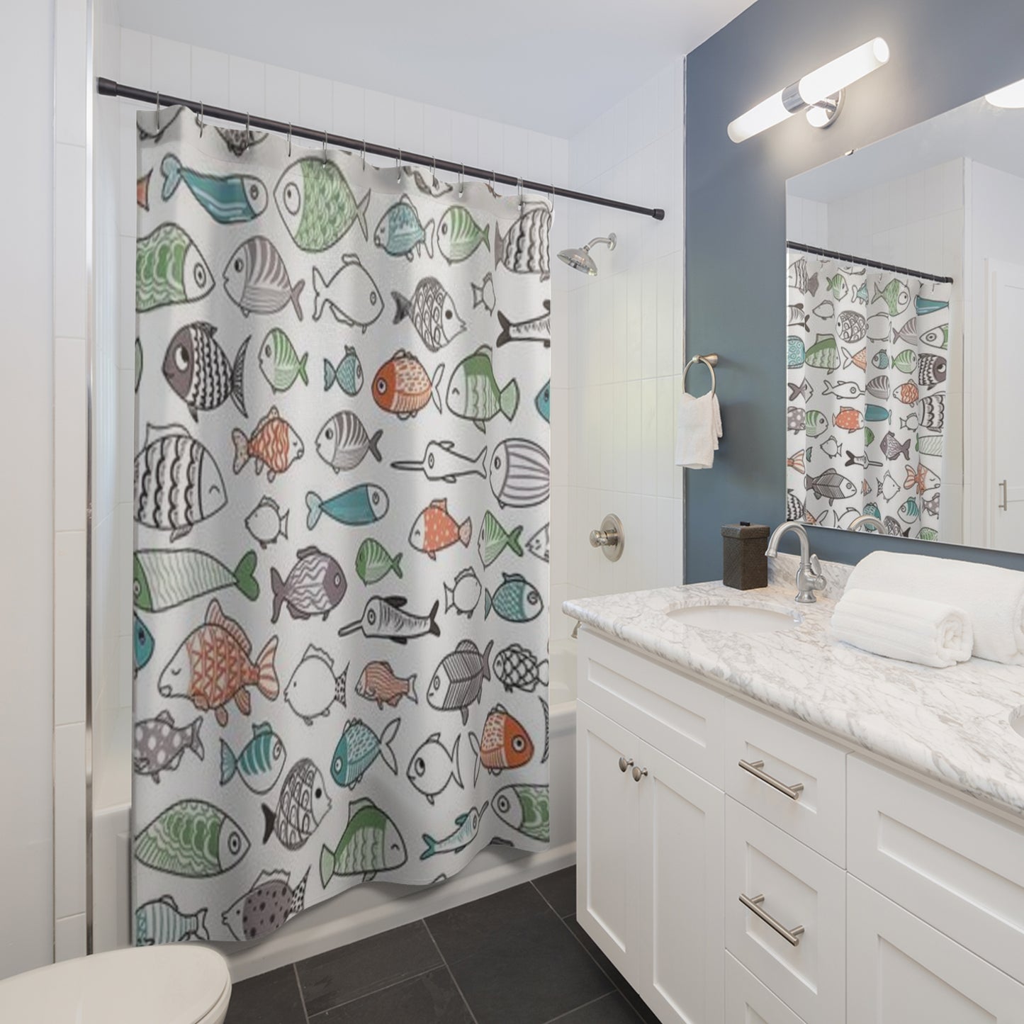 Fish Print Shower Curtain