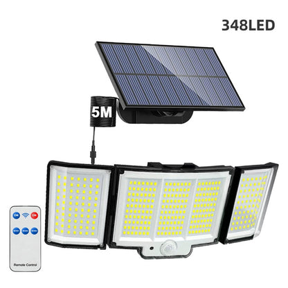 1,2 Pack Solar Lights Outdoor 348 LED Motion Sensor Lights With Remote Control  3 Head Waterproof