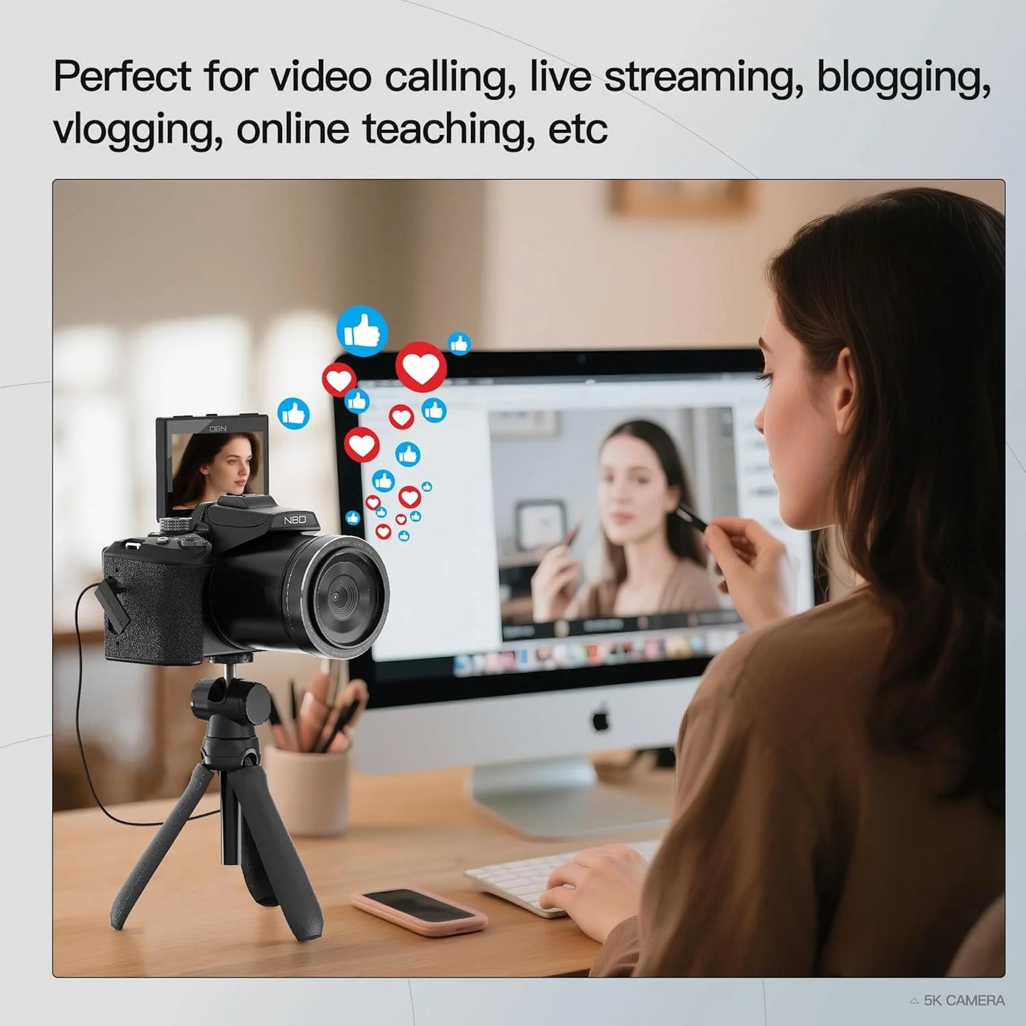 4K 64MP Digital Camera with 16X Zoom and 32GB SD Card - Black