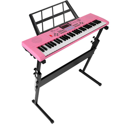 1P 61 Keys Digital Music Electronic Keyboard Electric Musical Piano Instrument Kids Learning Keyboard With Stand Microphone For Beginners