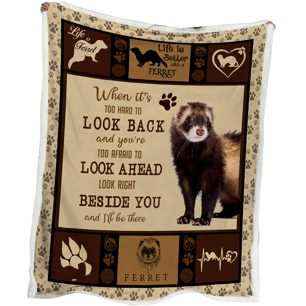 1 Pc Of High Weight Soft And Warm Minimalist Ferret Paw Print Pet Themed Lamb Wool Blanket, Versatile Sofa, Good Companion, Office Nap Blanket, Also Suitable For Camping