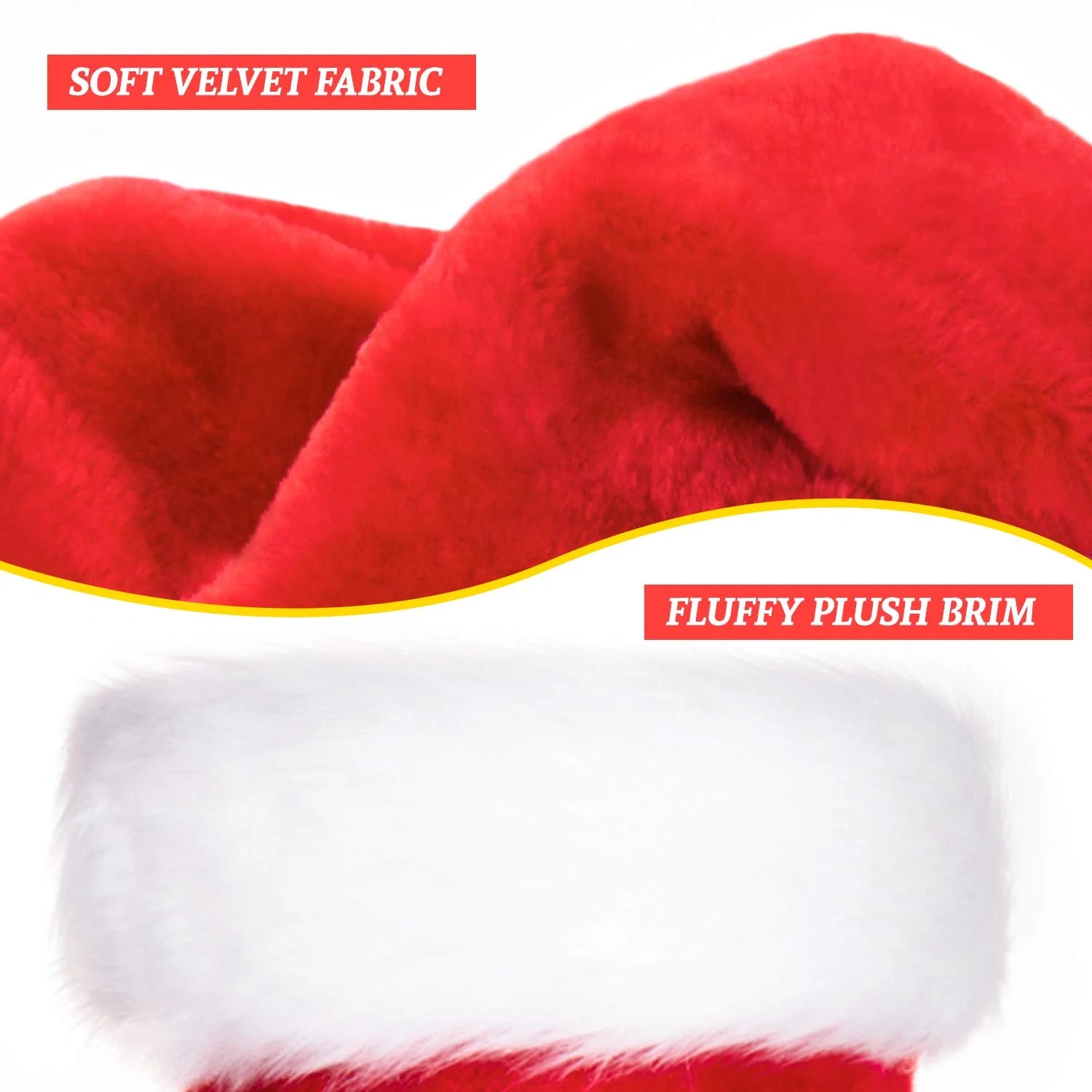 2-Pack Classic Velvet Santa Hats for Adults - Unisex Holiday Christmas Headwear