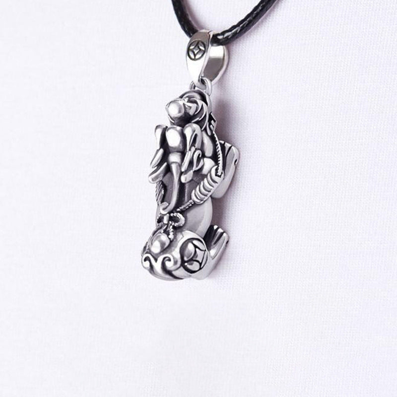 925 Sterling Silver Men's Pixiu Pendant Retro Style