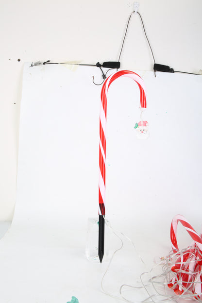 1Set Solar Christmas Candy Cane Lights With 12 Candies 72LEDs Outdoor Christmas Decorations IP44 Waterproof Flickering Pathway Markers String Lights With 8 Modes 6Hrs Timer