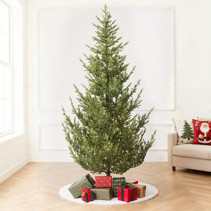 Aspen Slim Fir 7.5ft Christmas Tree Pre-Lit Artificial With 4,570 Branch Tips & 1,555 Low-Voltage Warm LED Lights, Foldable Stand & Realistic Flame-Resistant Branches