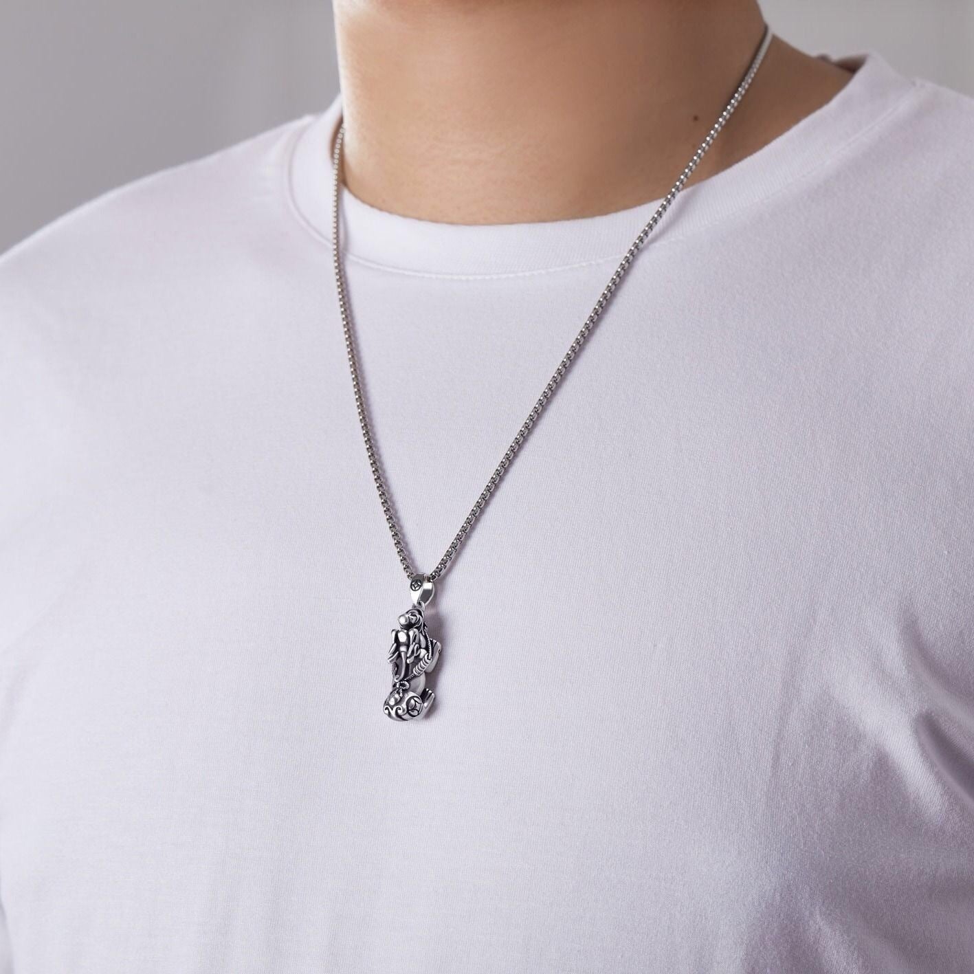 925 Sterling Silver Men's Pixiu Pendant Retro Style