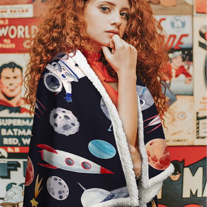 1 Pc Of High Weight Soft, Warm And Simple Space Astronaut Themed Lamb Wool Blanket, Versatile Sofa, Good Companion, Office Nap Blanket, Also Suitable For Camping