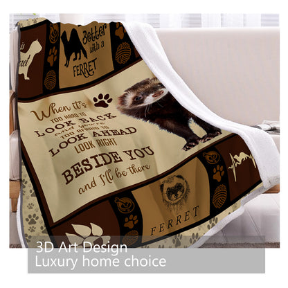 1 Pc Of High Weight Soft And Warm Minimalist Ferret Paw Print Pet Themed Lamb Wool Blanket, Versatile Sofa, Good Companion, Office Nap Blanket, Also Suitable For Camping