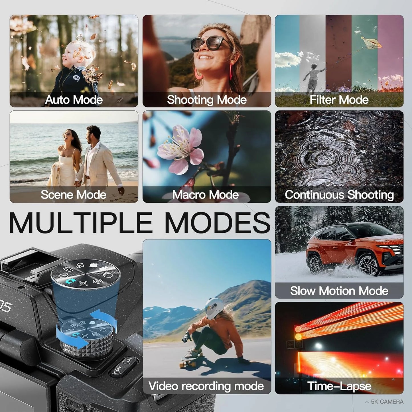 4K 64MP Digital Camera with 16X Zoom and 32GB SD Card - Black