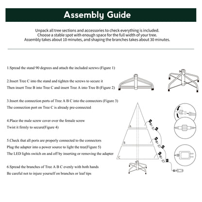 Aspen Slim Fir 7.5ft Christmas Tree Pre-Lit Artificial With 4,570 Branch Tips & 1,555 Low-Voltage Warm LED Lights, Foldable Stand & Realistic Flame-Resistant Branches