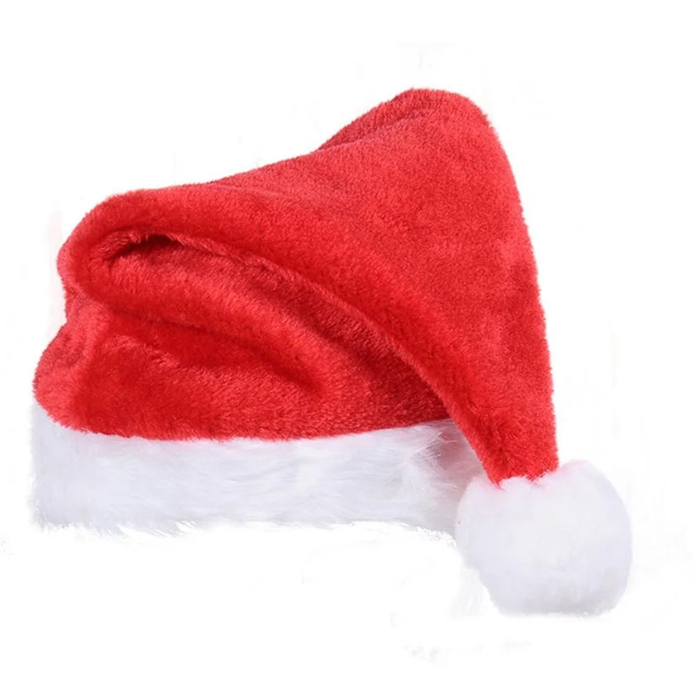 2-Pack Classic Velvet Santa Hats for Adults - Unisex Holiday Christmas Headwear
