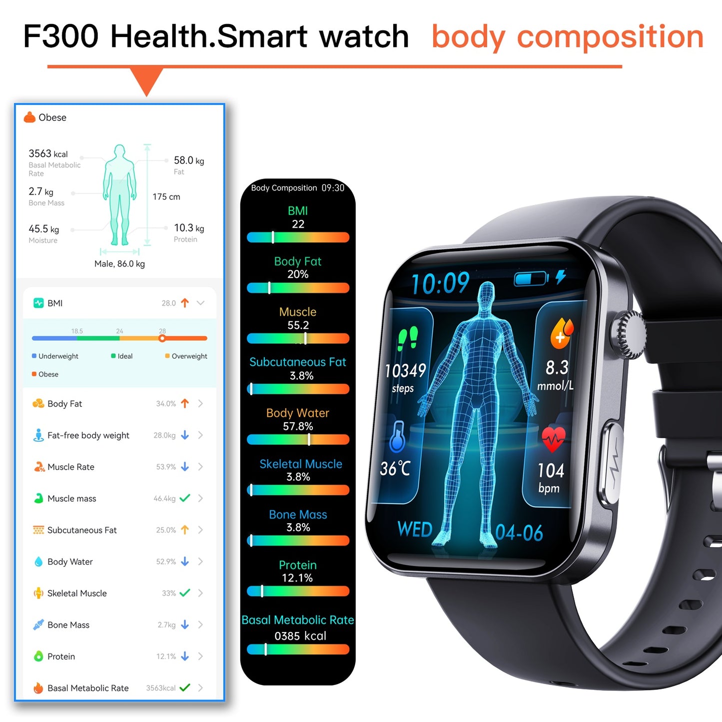 2025 Smart Watch Health Tracker 2.1in Fitness Tracker